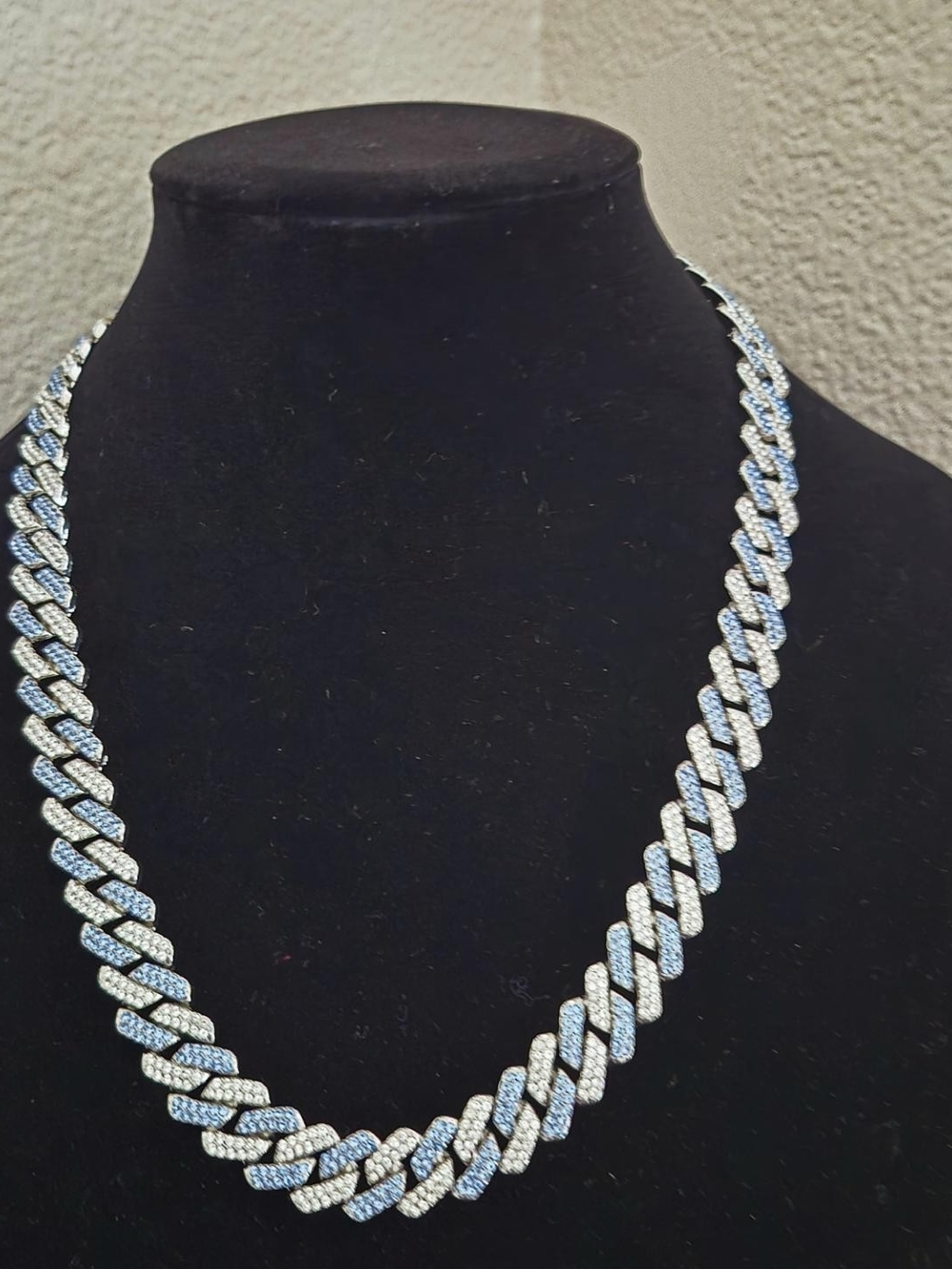 Men's Crystal Pavé Cuban Link Necklace in White and Silver